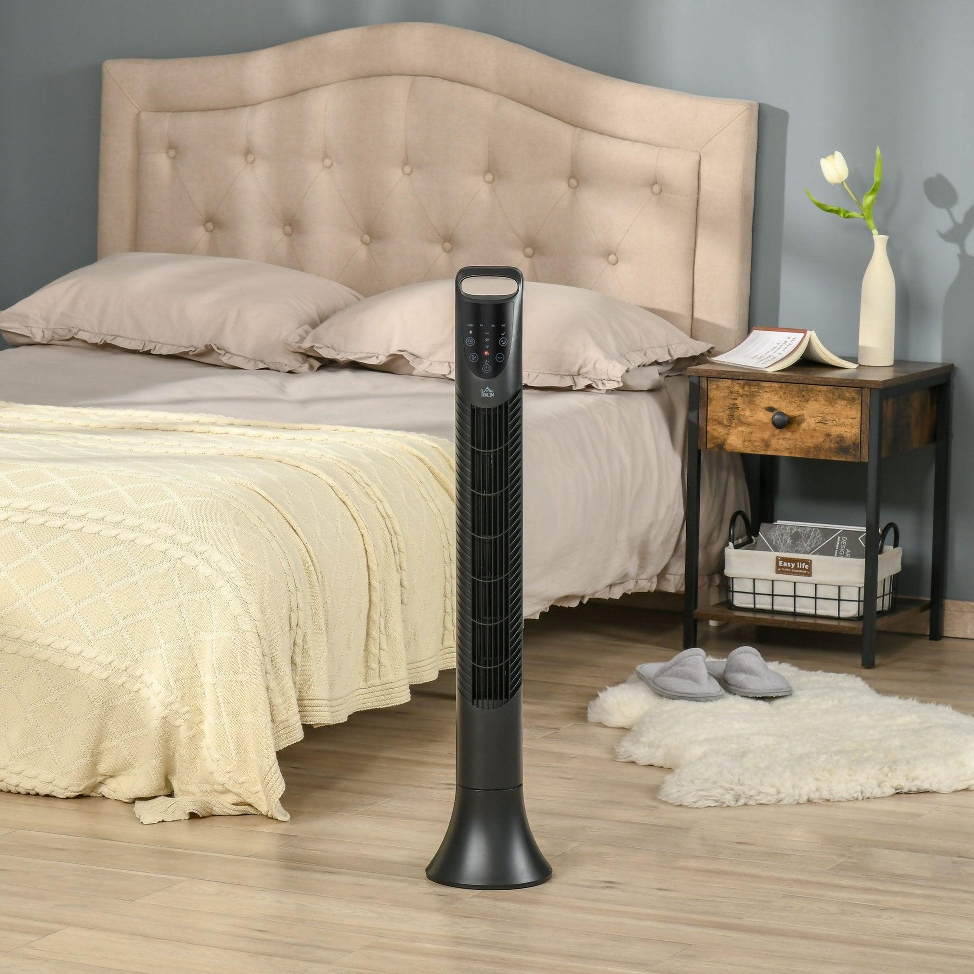 HOMCOM Tower Fan - 3 Speeds, 7.5h Timer, Remote Control - ALL4U RETAILER LTD