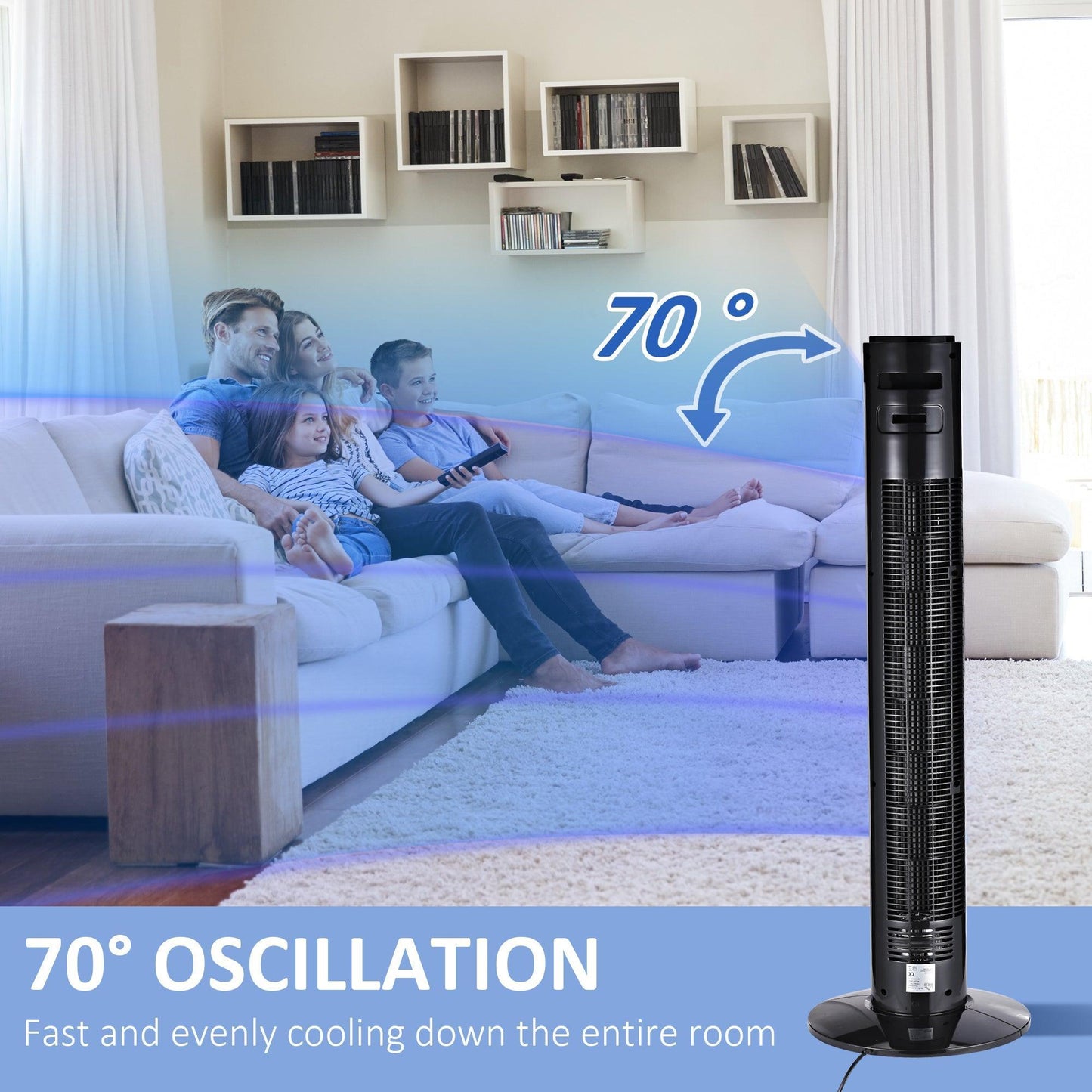 HOMCOM Tower Fan: Remote Control, 3 Speeds - ALL4U RETAILER LTD