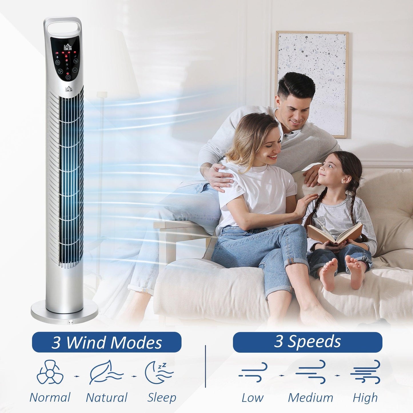 HOMCOM Tower Fan with Remote Control & Timer - ALL4U RETAILER LTD