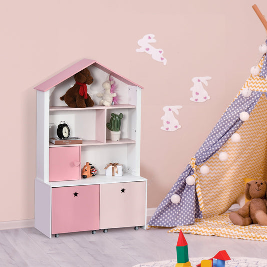 HOMCOM Toy Organiser Cabinet: Pink Chest - ALL4U RETAILER LTD