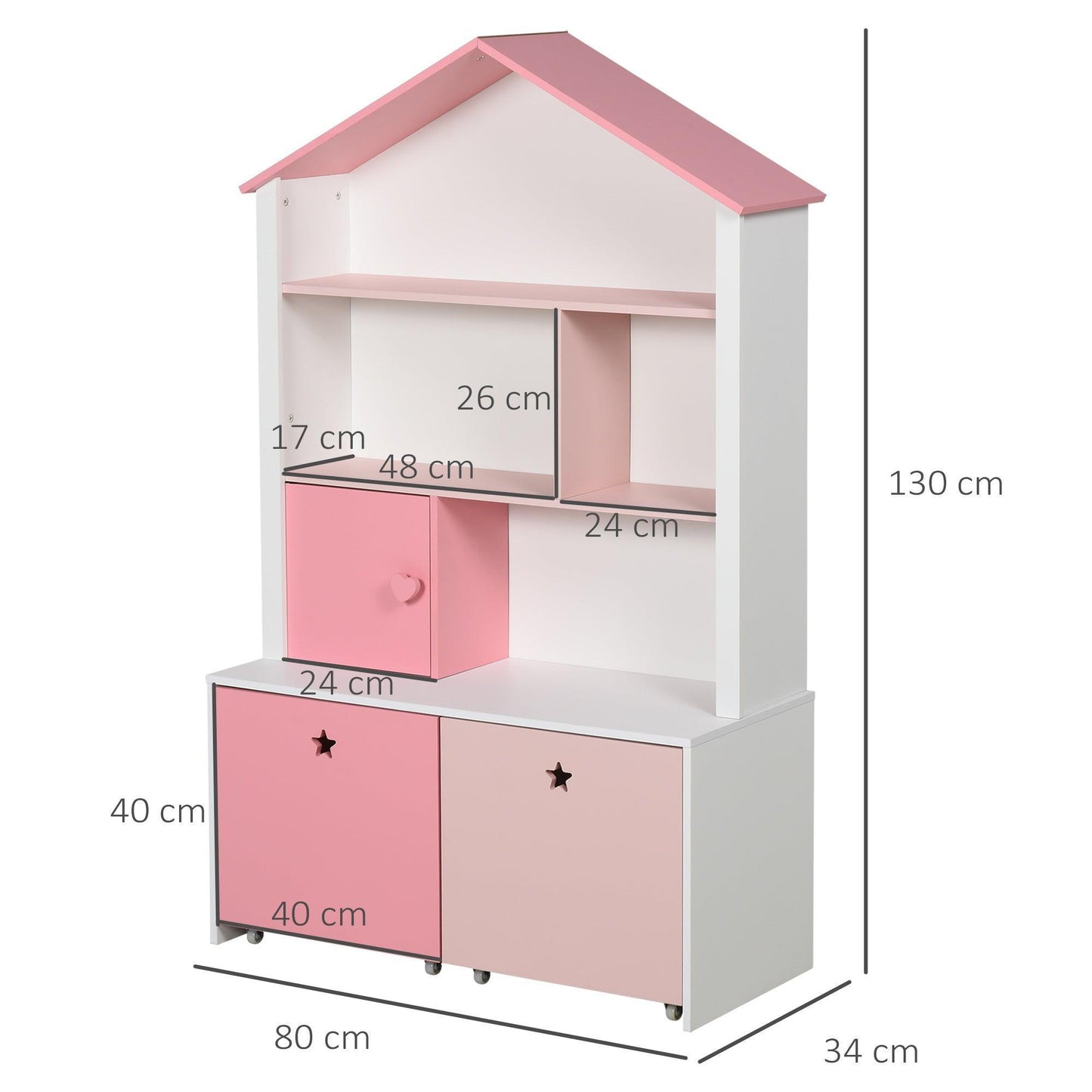 HOMCOM Toy Organiser Cabinet: Pink Chest - ALL4U RETAILER LTD