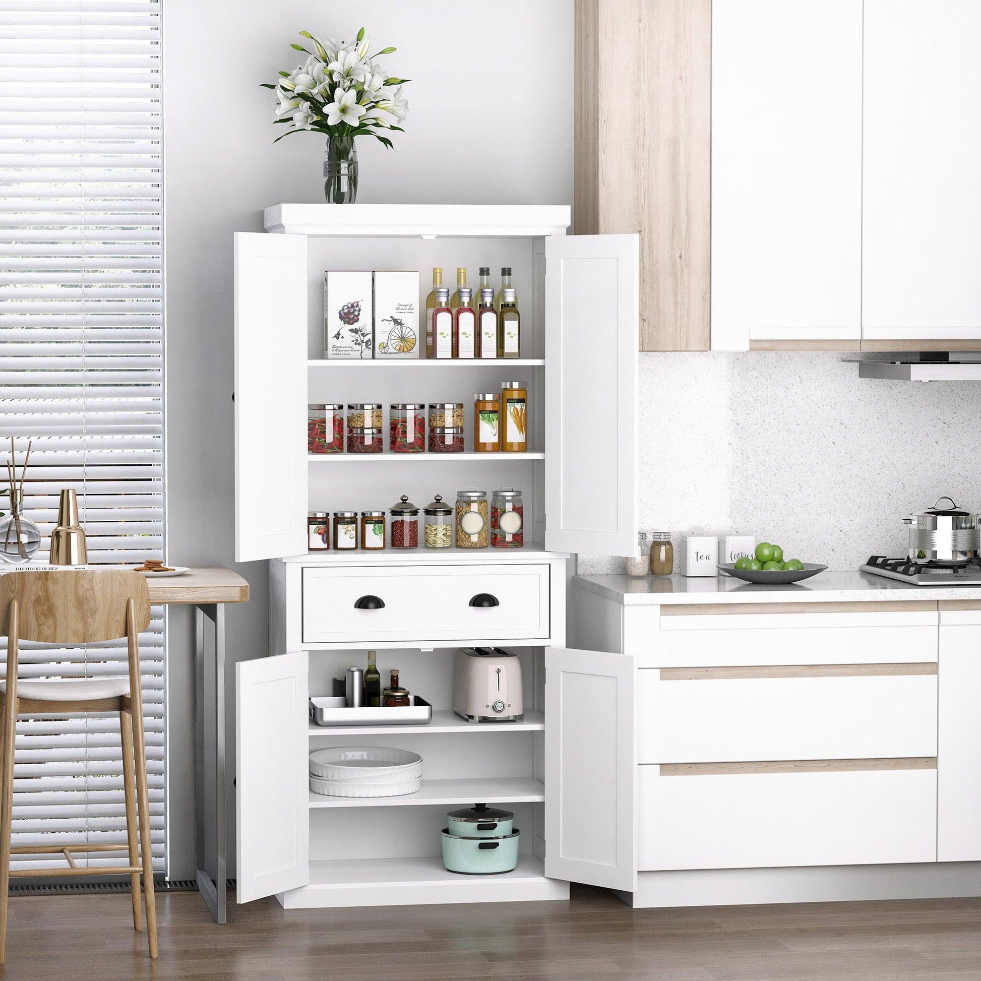 HOMCOM White Colonial Kitchen Storage Cabinet - ALL4U RETAILER LTD