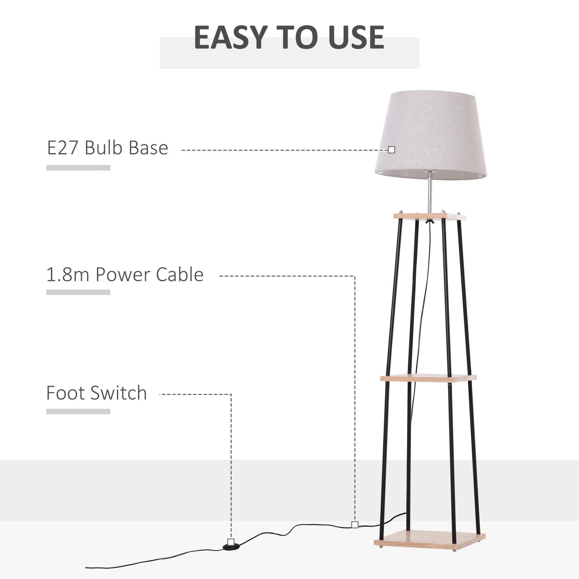 HOMCOM Tripod Lamp: Modern Metal Design - ALL4U RETAILER LTD