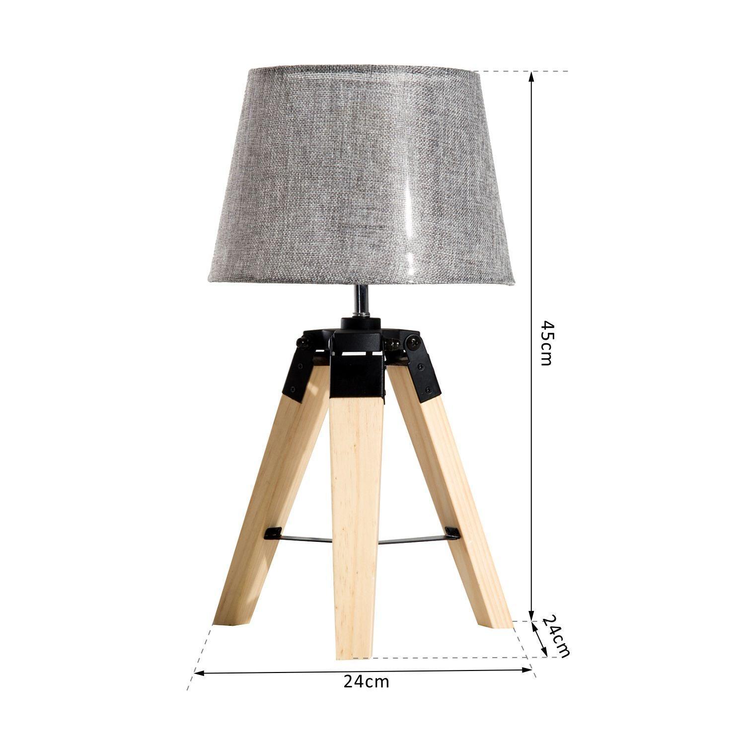 HOMCOM Tripod Table Lamp - Grey Shade - ALL4U RETAILER LTD