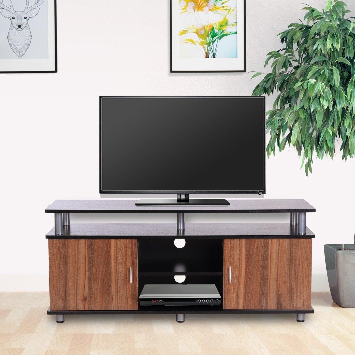 HOMCOM TV Stand, Simple Black Design - ALL4U RETAILER LTD