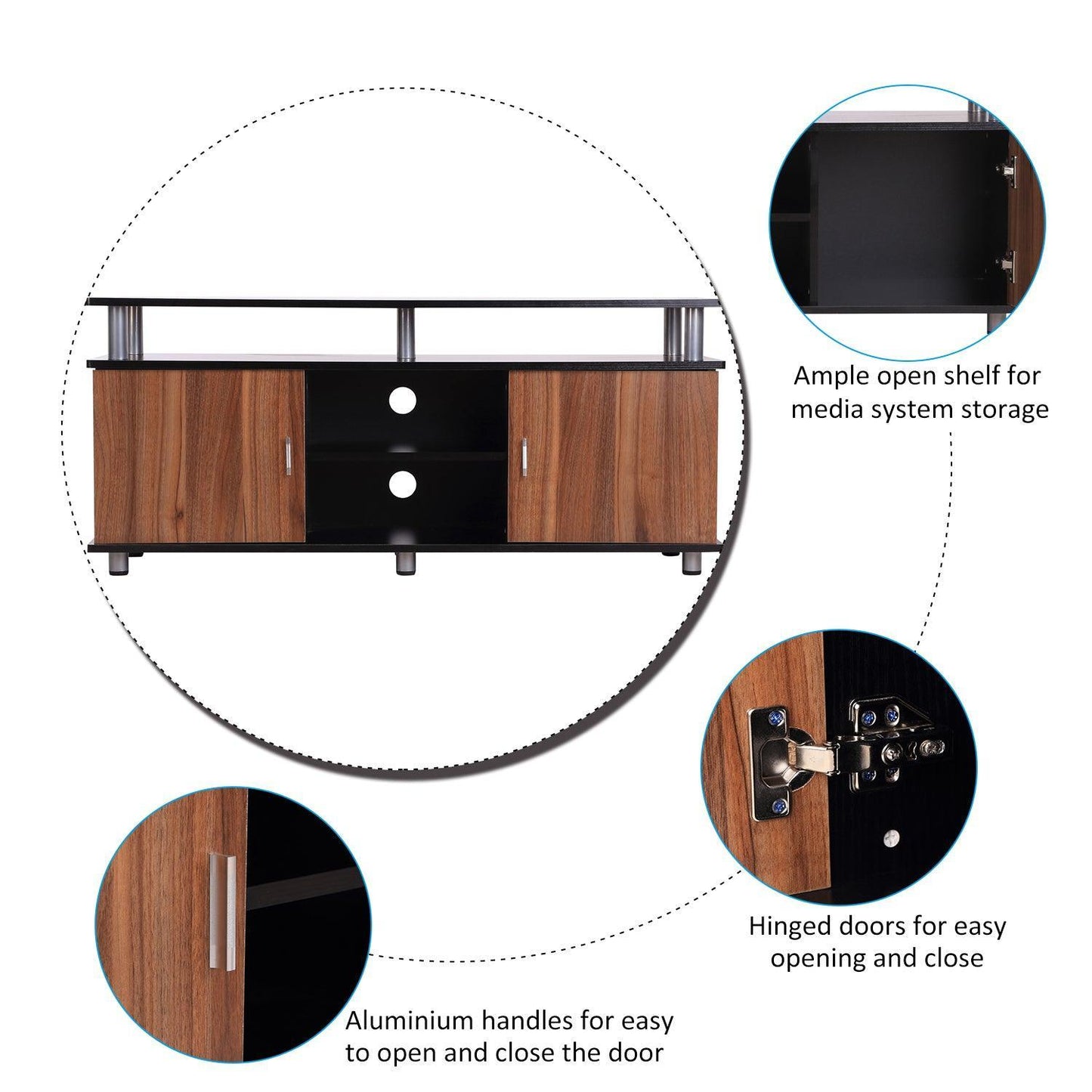 HOMCOM TV Stand, Simple Black Design - ALL4U RETAILER LTD