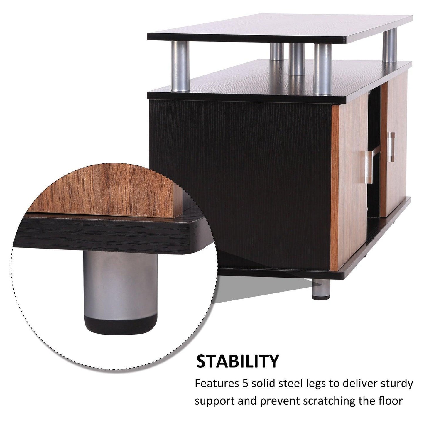 HOMCOM TV Stand, Simple Black Design - ALL4U RETAILER LTD