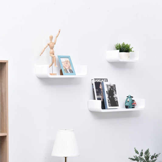 HOMCOM U Shaped Shelves Set - White, 3 Pieces - ALL4U RETAILER LTD