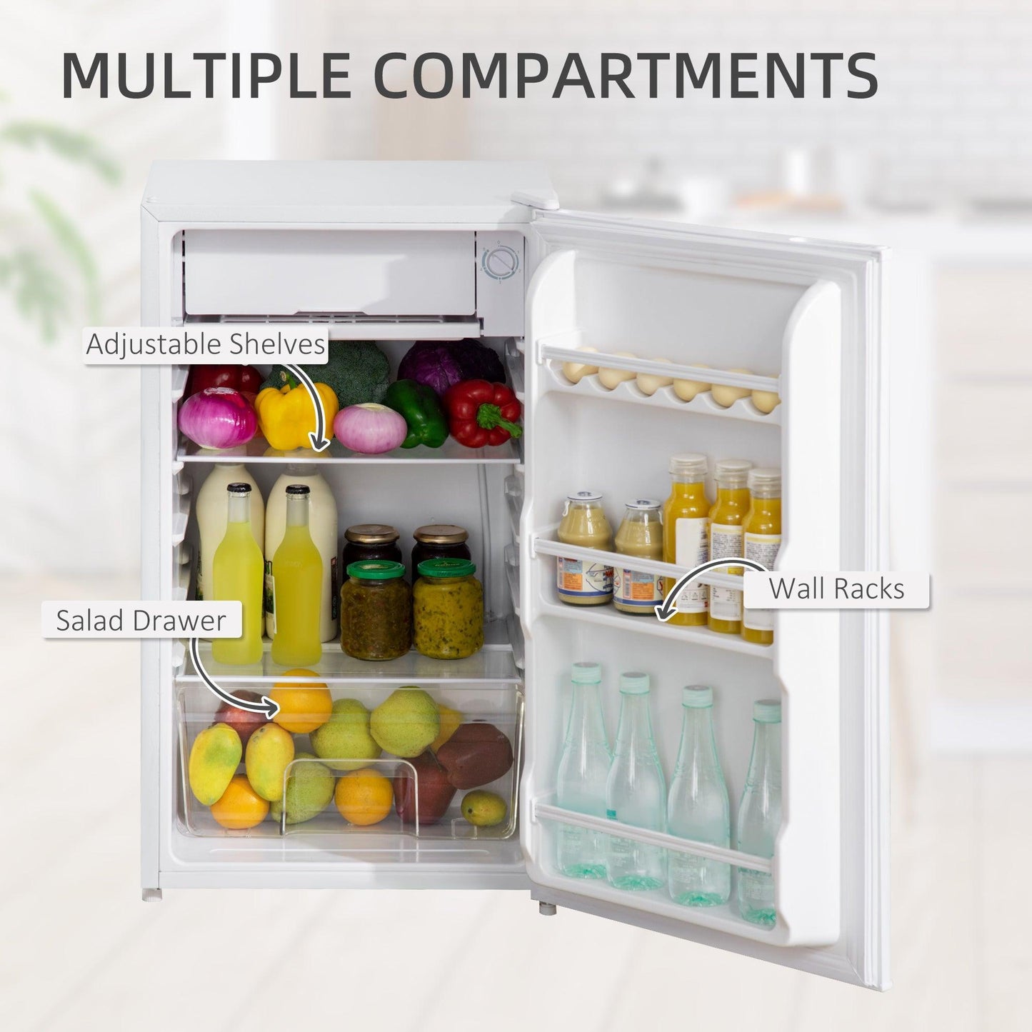 HOMCOM Under Counter Fridge - 91L Capacity - ALL4U RETAILER LTD