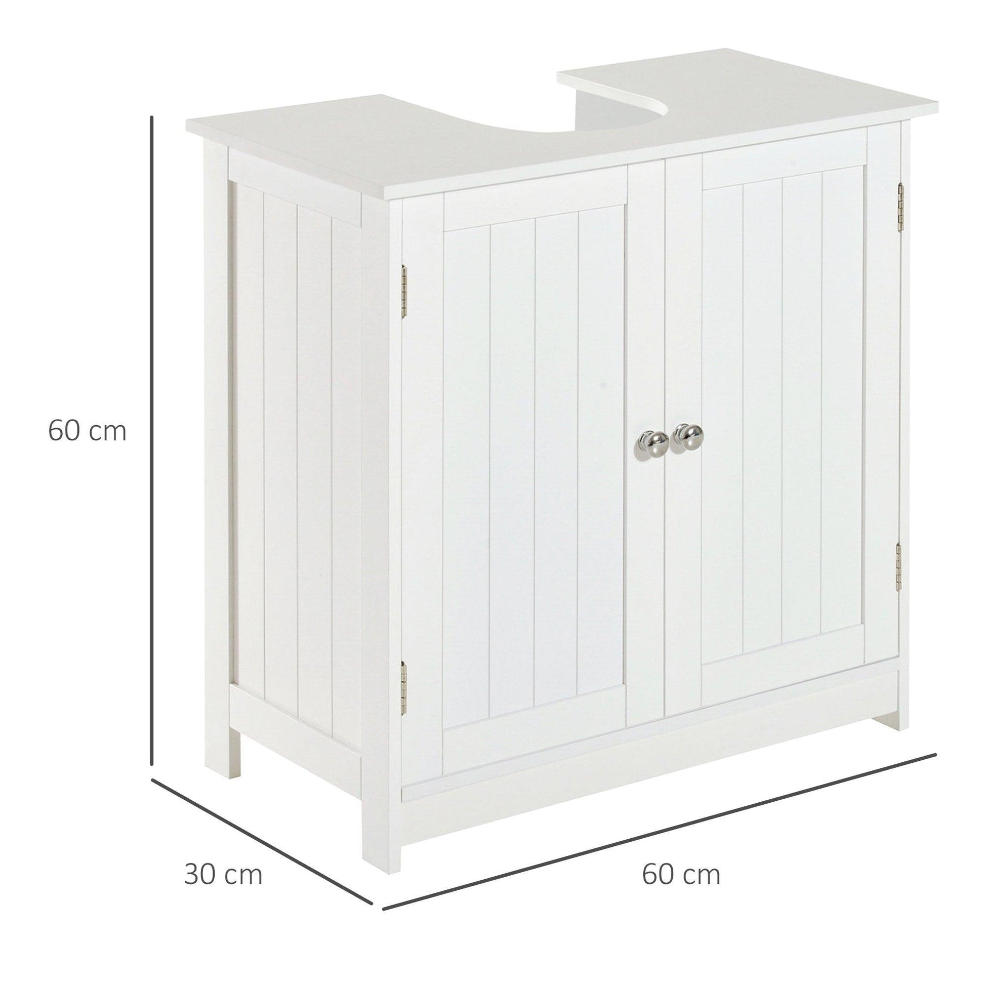 HOMCOM Under Sink Storage Cabinet - White Vanity Unit - ALL4U RETAILER LTD