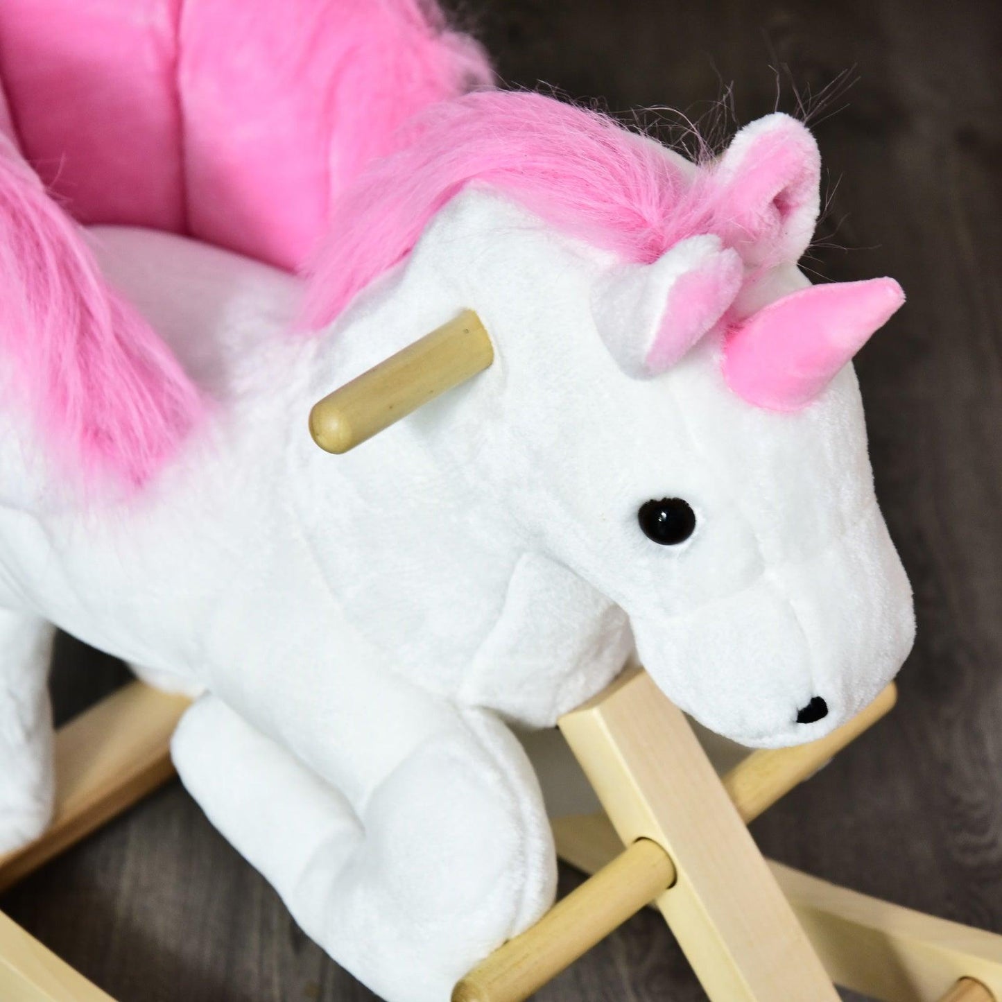 HOMCOM Unicorn Rocking Horse Plush Toy for Kids - Musical - ALL4U RETAILER LTD