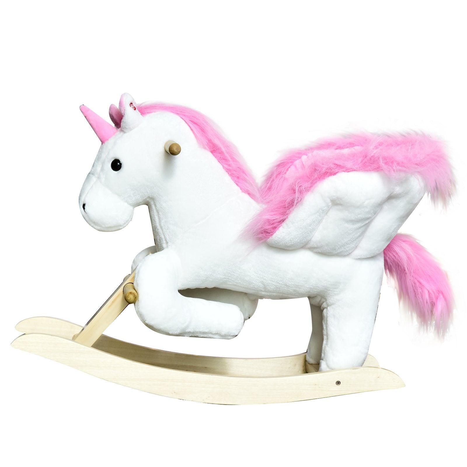 HOMCOM Unicorn Rocking Horse Plush Toy for Kids - Musical - ALL4U RETAILER LTD