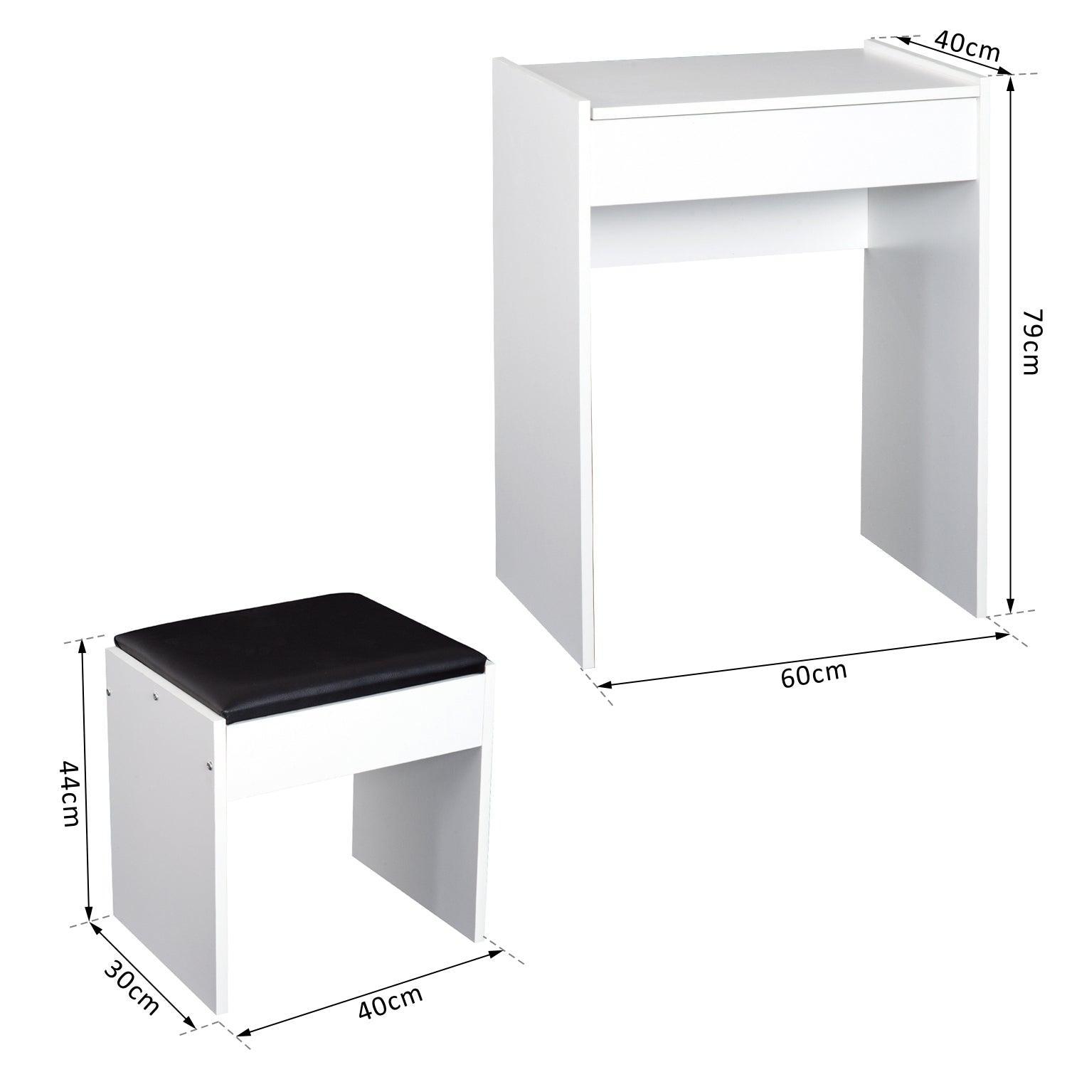 HOMCOM Vanity Set - White Dresser and Stool - ALL4U RETAILER LTD