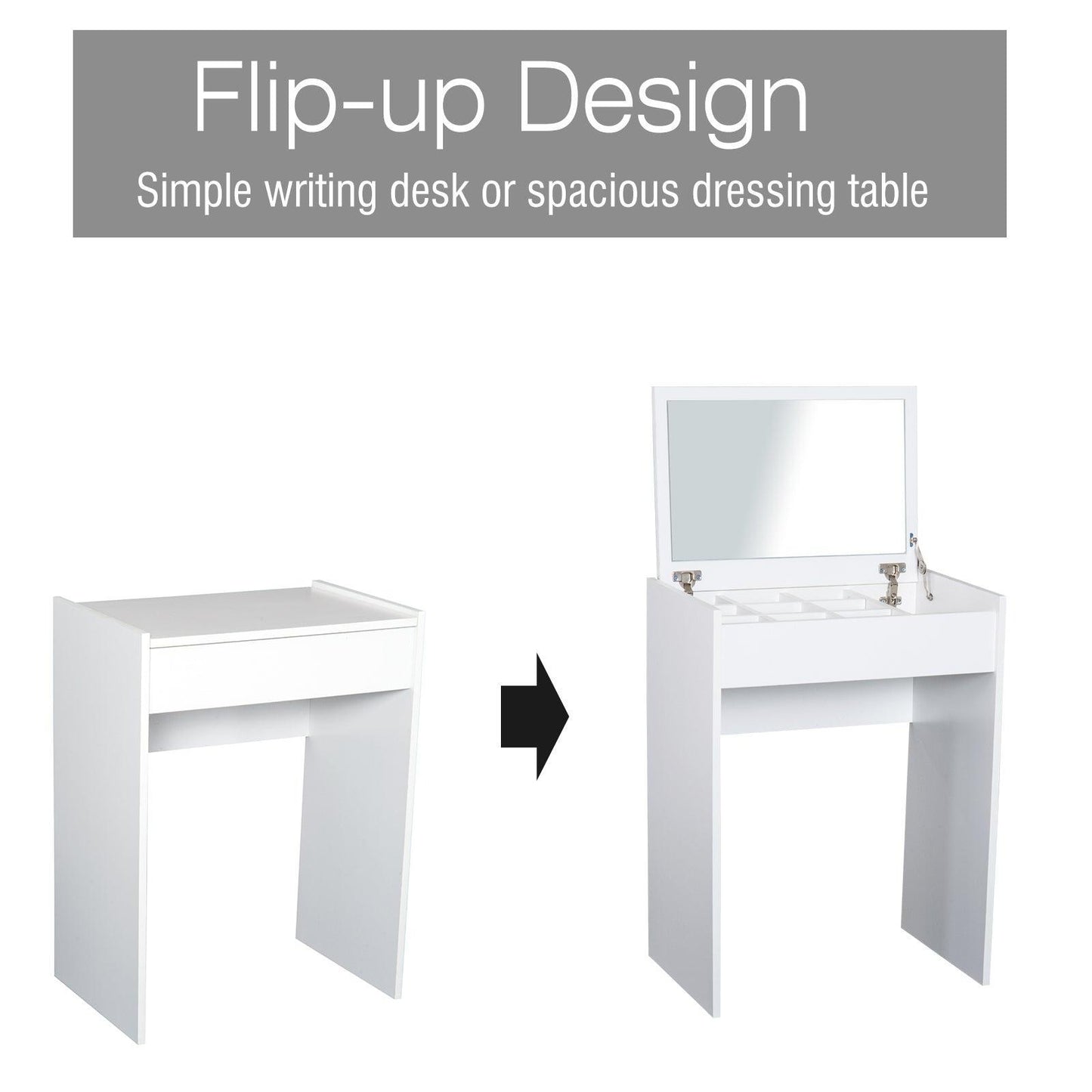 HOMCOM Vanity Set - White Dresser and Stool - ALL4U RETAILER LTD