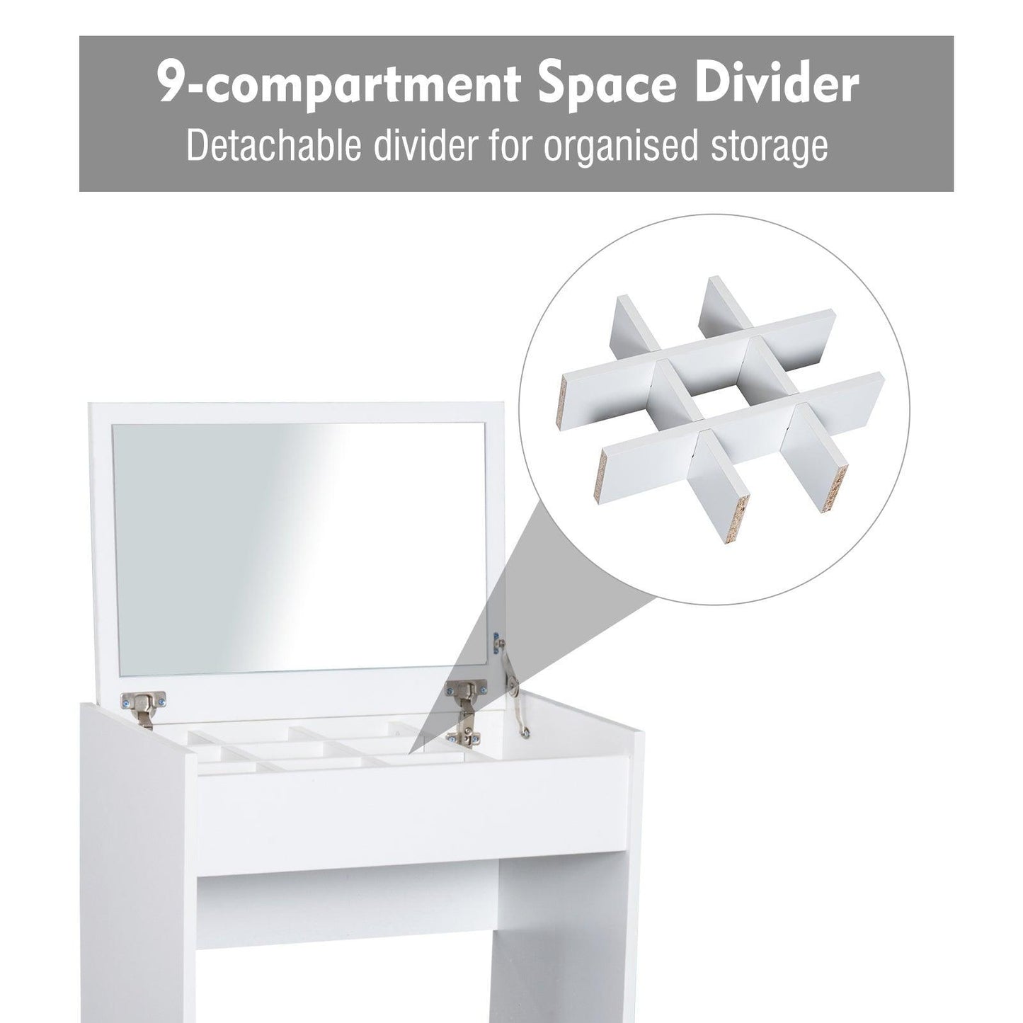 HOMCOM Vanity Set - White Dresser and Stool - ALL4U RETAILER LTD