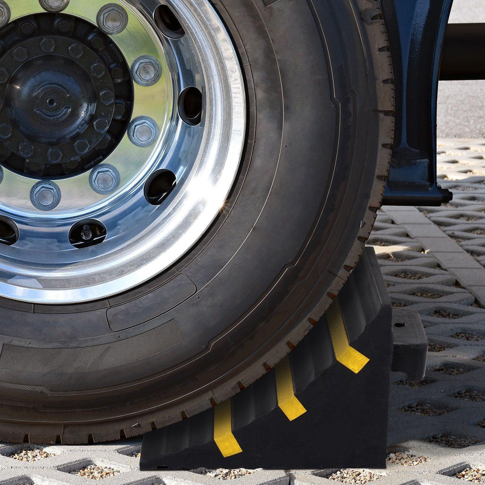 HOMCOM Vehicle Wheel Chocks - Heavy Duty Rubber Blocks - ALL4U RETAILER LTD