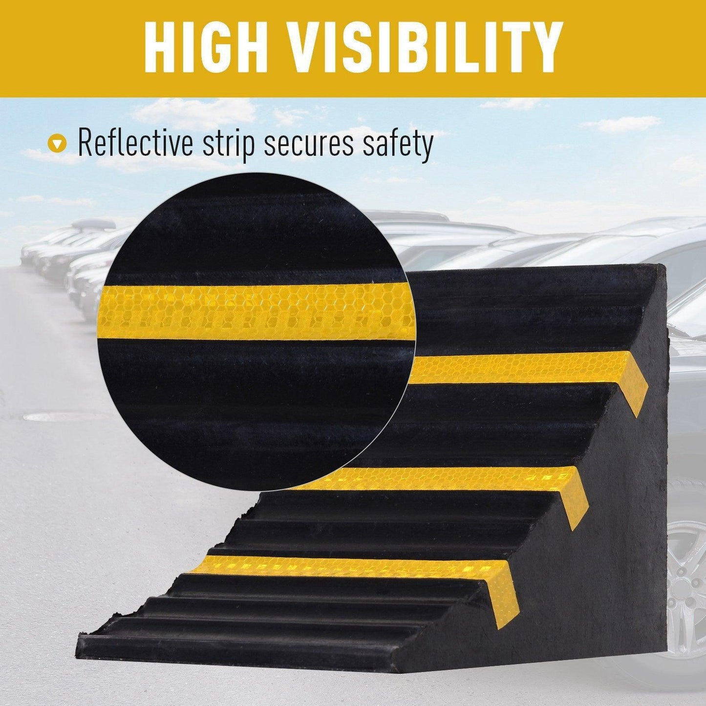 HOMCOM Vehicle Wheel Chocks - Heavy Duty Rubber Blocks - ALL4U RETAILER LTD