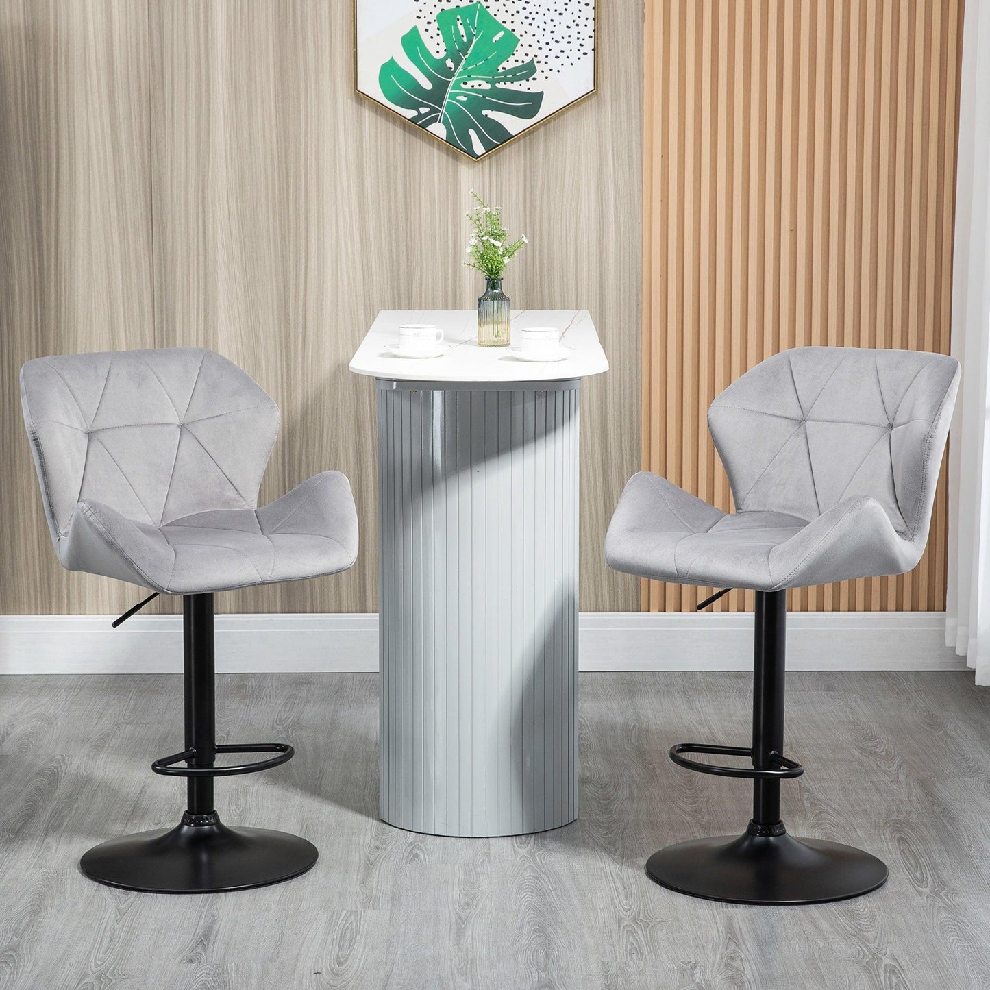 HOMCOM Velvet Bar Stools with Backs - ALL4U RETAILER LTD