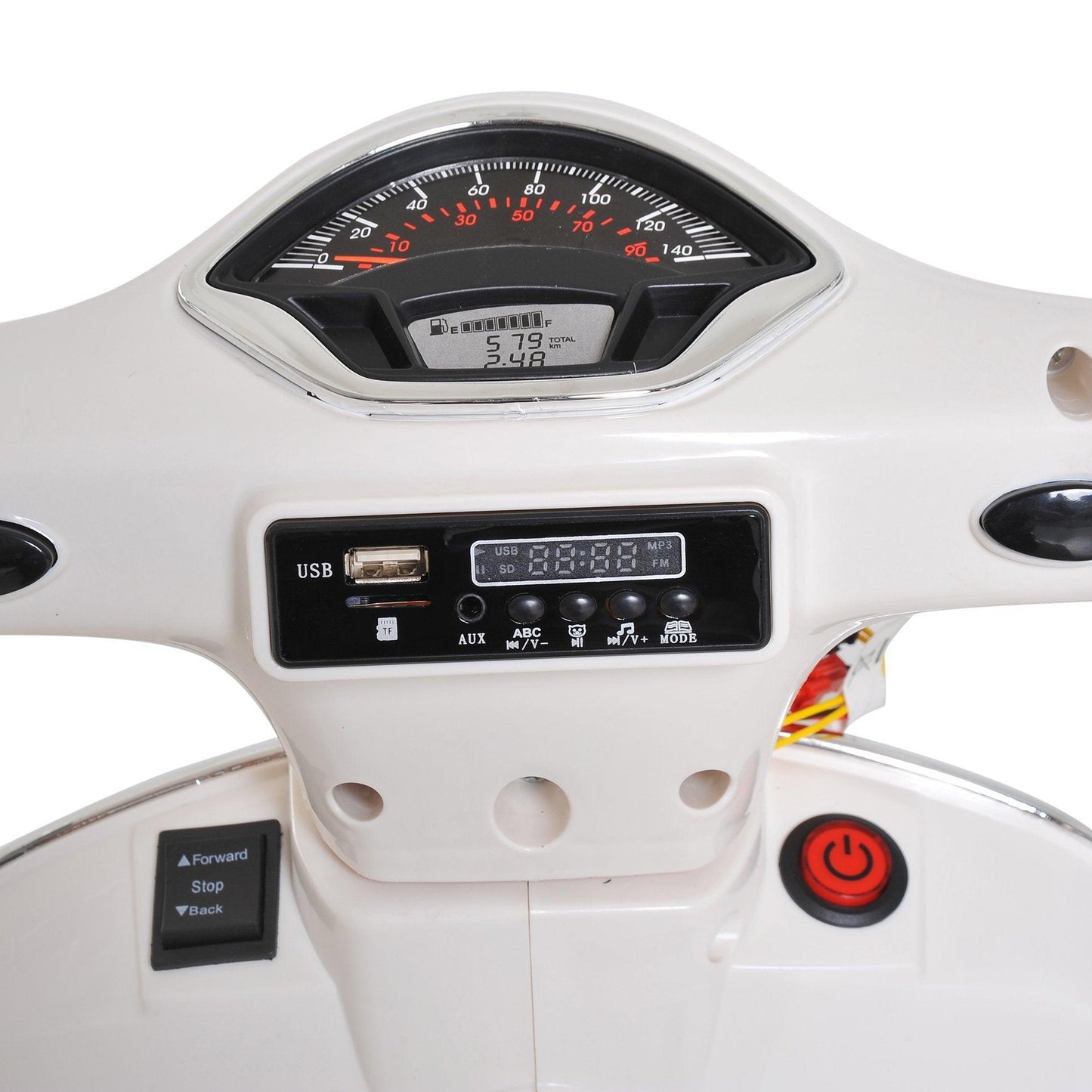 HOMCOM Vespa Ride On Motorcycle - 6V, LED Lights - ALL4U RETAILER LTD