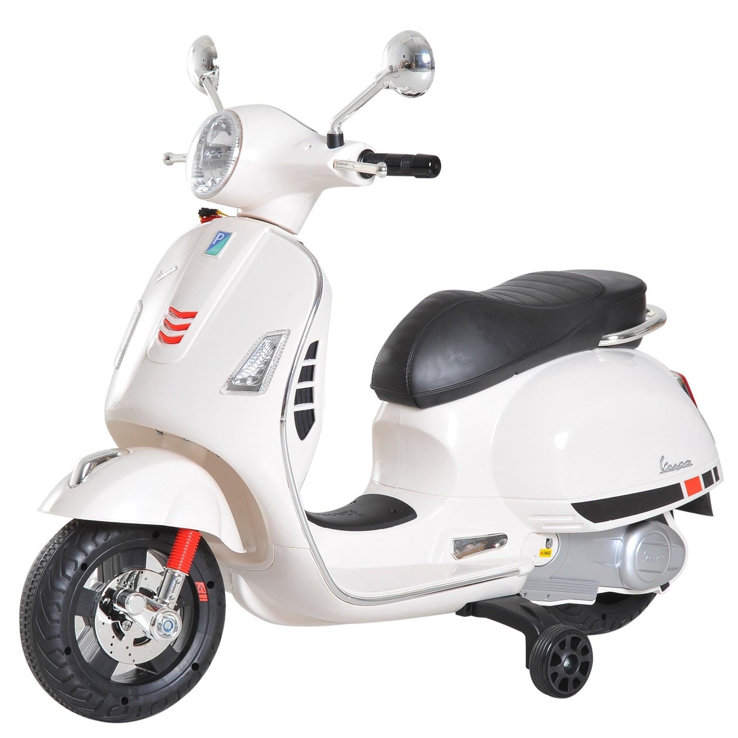 HOMCOM Vespa Ride On Motorcycle - 6V, LED Lights - ALL4U RETAILER LTD