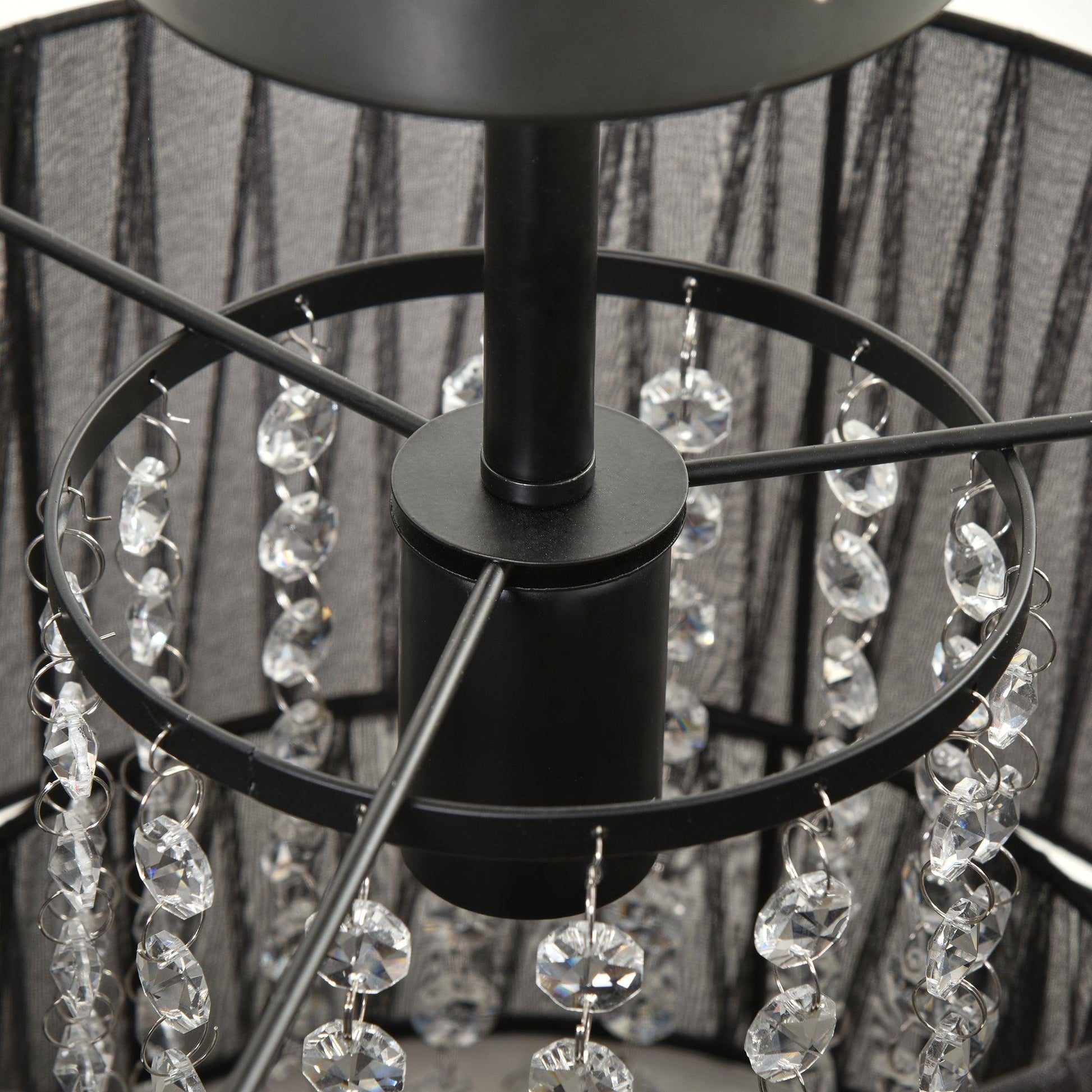 HOMCOM Vintage Black Chandelier: Elegant Drum Shape - ALL4U RETAILER LTD