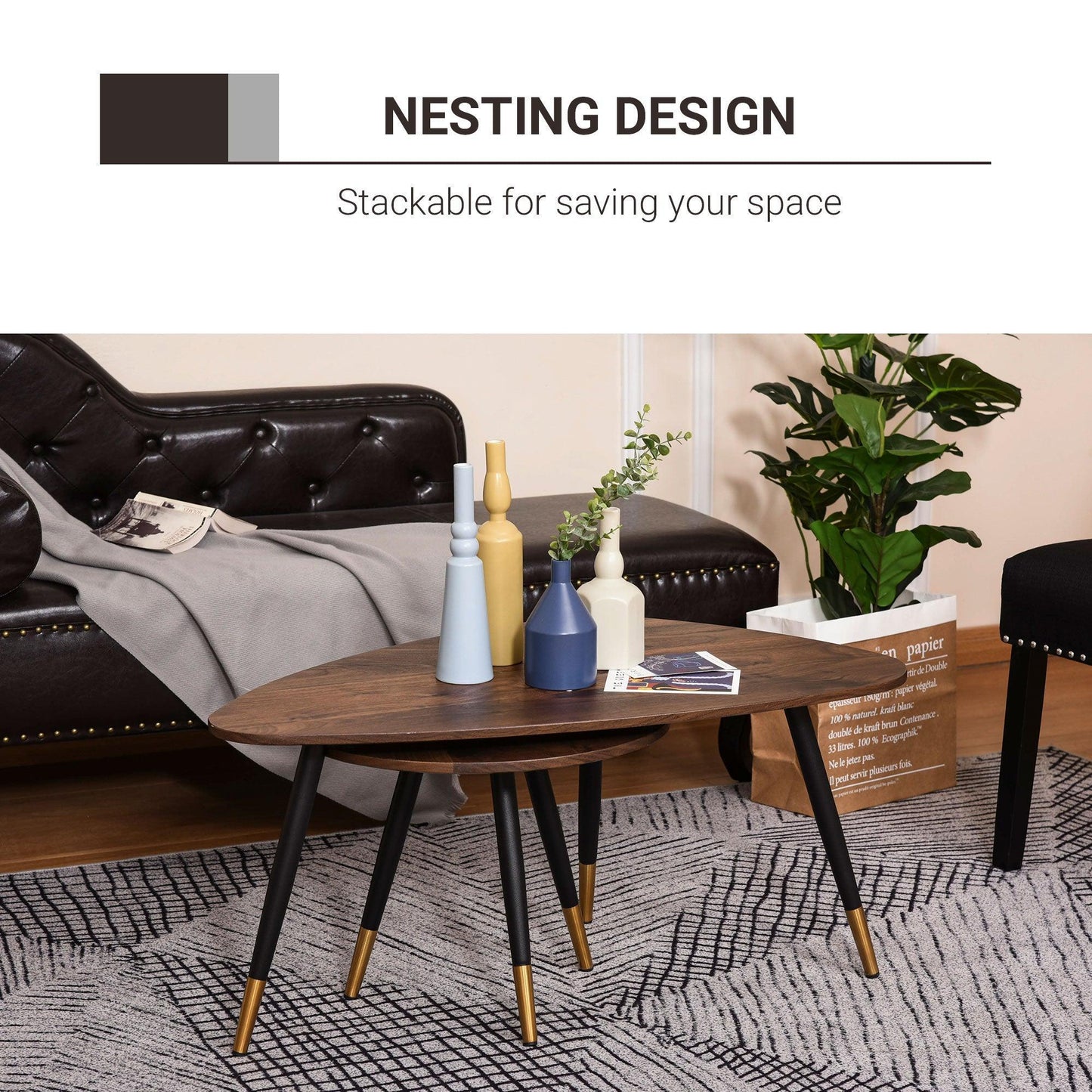 HOMCOM Vintage Nesting Coffee Tables: Elegant & Practical. - ALL4U RETAILER LTD