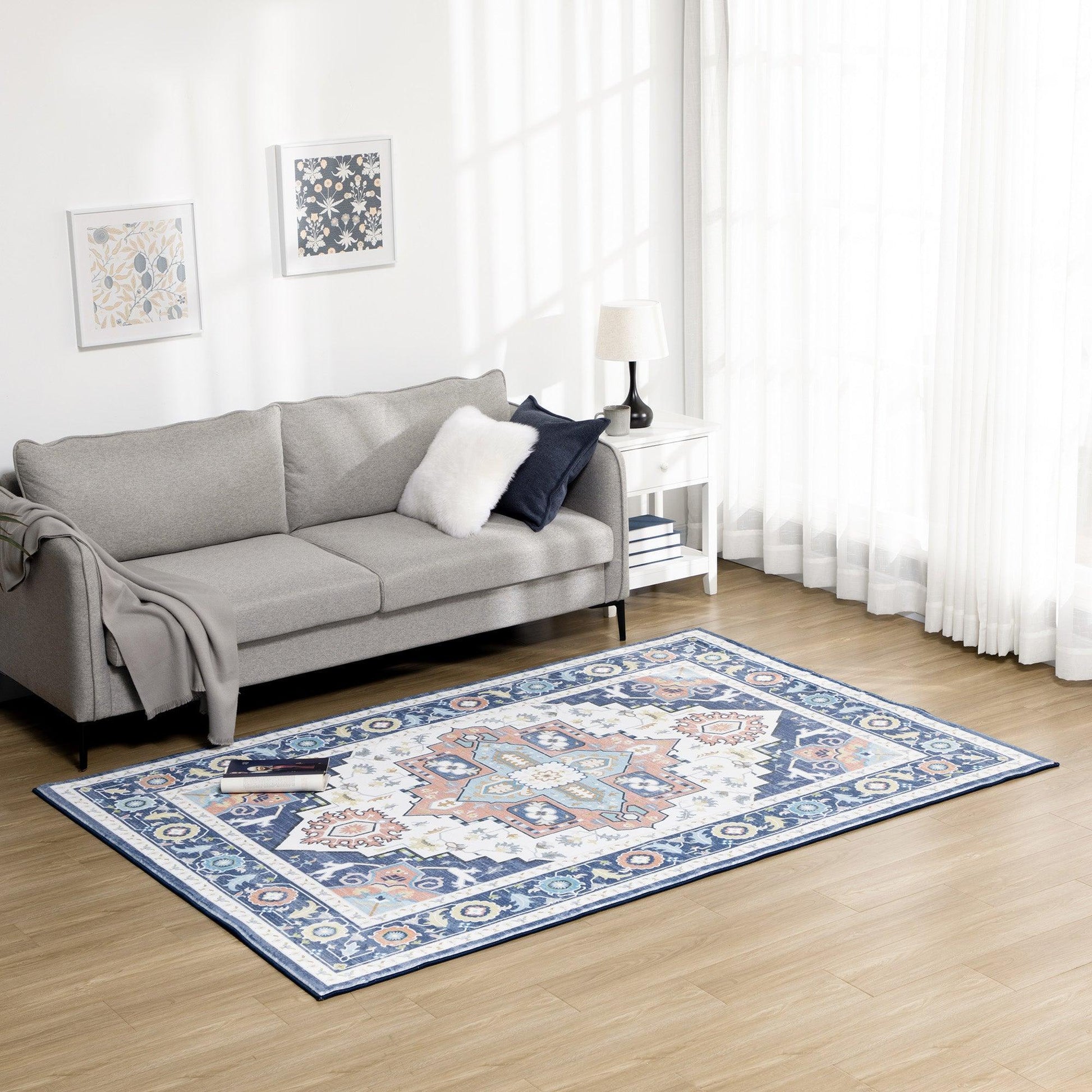 HOMCOM Vintage Persian Area Rug, Blue, 160x230 cm - ALL4U RETAILER LTD