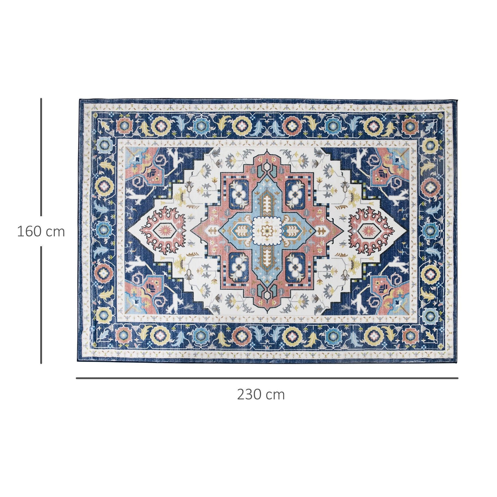 HOMCOM Vintage Persian Area Rug, Blue, 160x230 cm - ALL4U RETAILER LTD