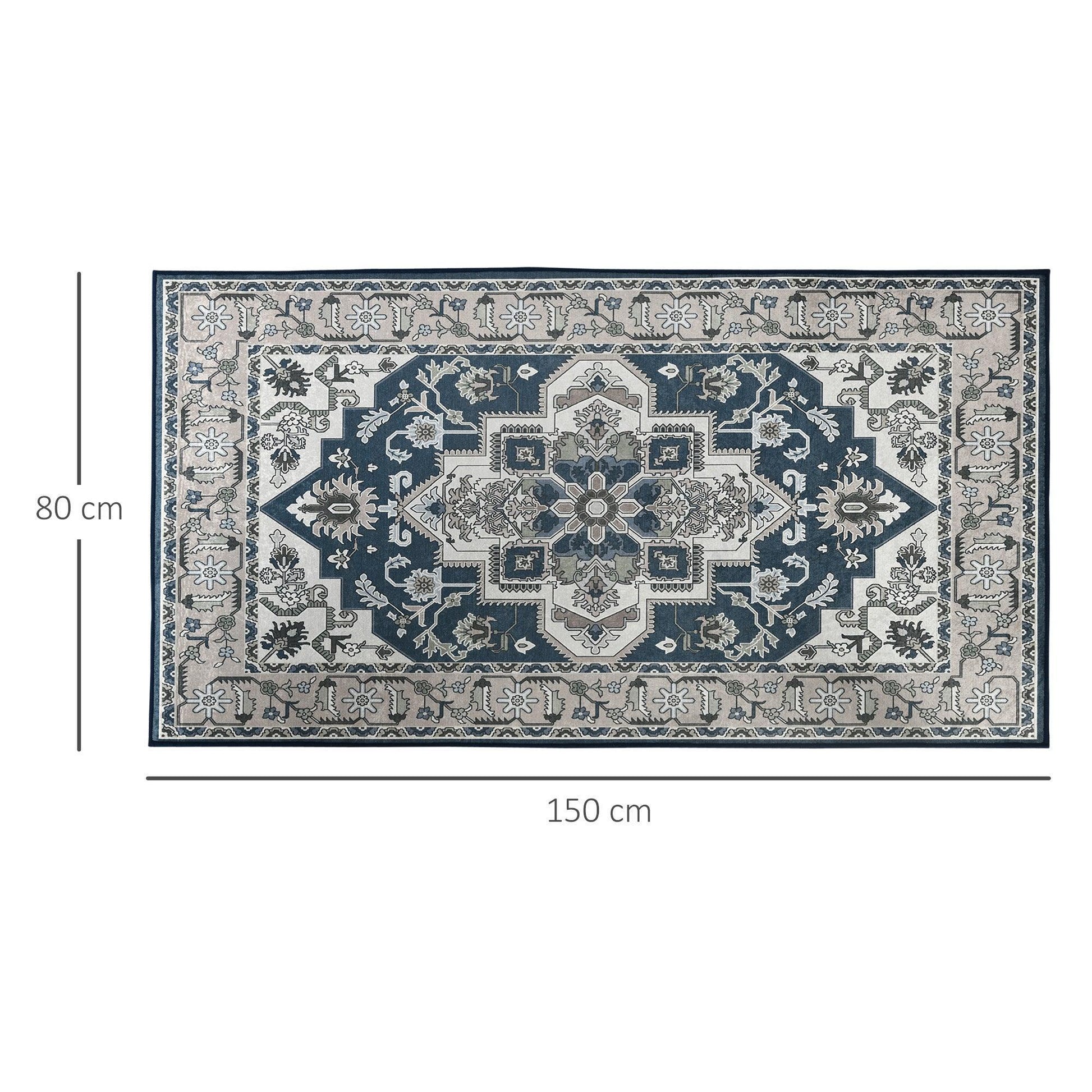 HOMCOM Vintage Persian Grey Rug - 80x150 cm - ALL4U RETAILER LTD