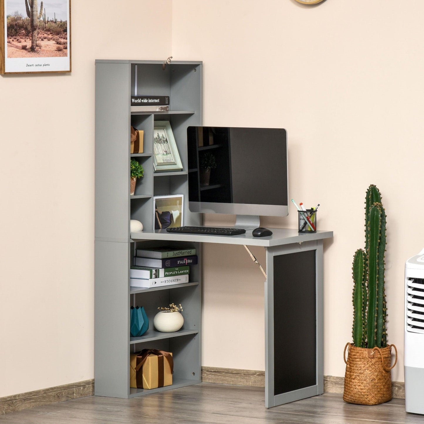 HOMCOM Wall Mount Writing Desk: Multi-Function Grey - ALL4U RETAILER LTD