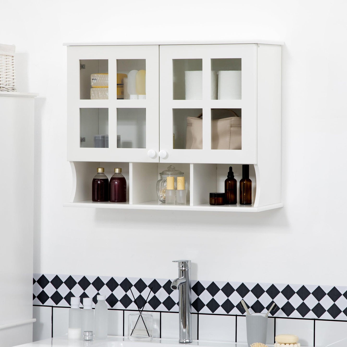 HOMCOM Wall-Mounted Bathroom Cabinet, Modern & Stylish - ALL4U RETAILER LTD