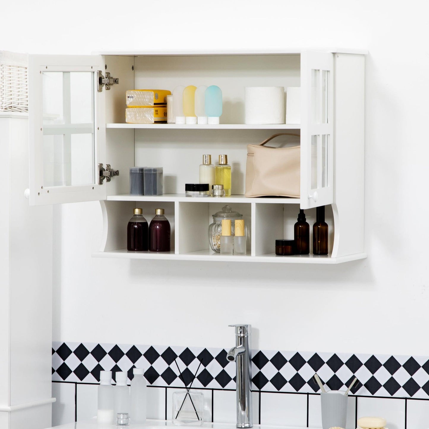 HOMCOM Wall-Mounted Bathroom Cabinet, Modern & Stylish - ALL4U RETAILER LTD