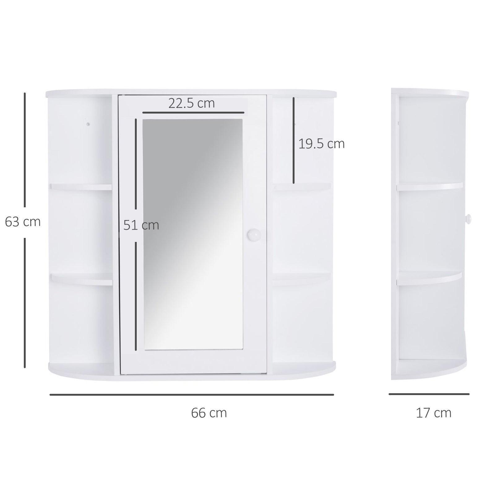 HOMCOM Wall Mounted Bathroom Cabinet with Mirror - ALL4U RETAILER LTD