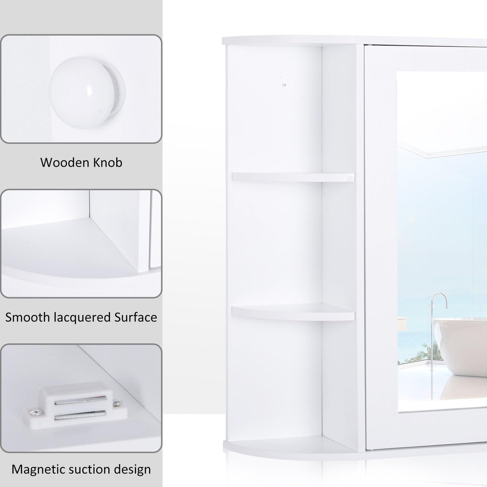 HOMCOM Wall Mounted Bathroom Cabinet with Mirror - ALL4U RETAILER LTD