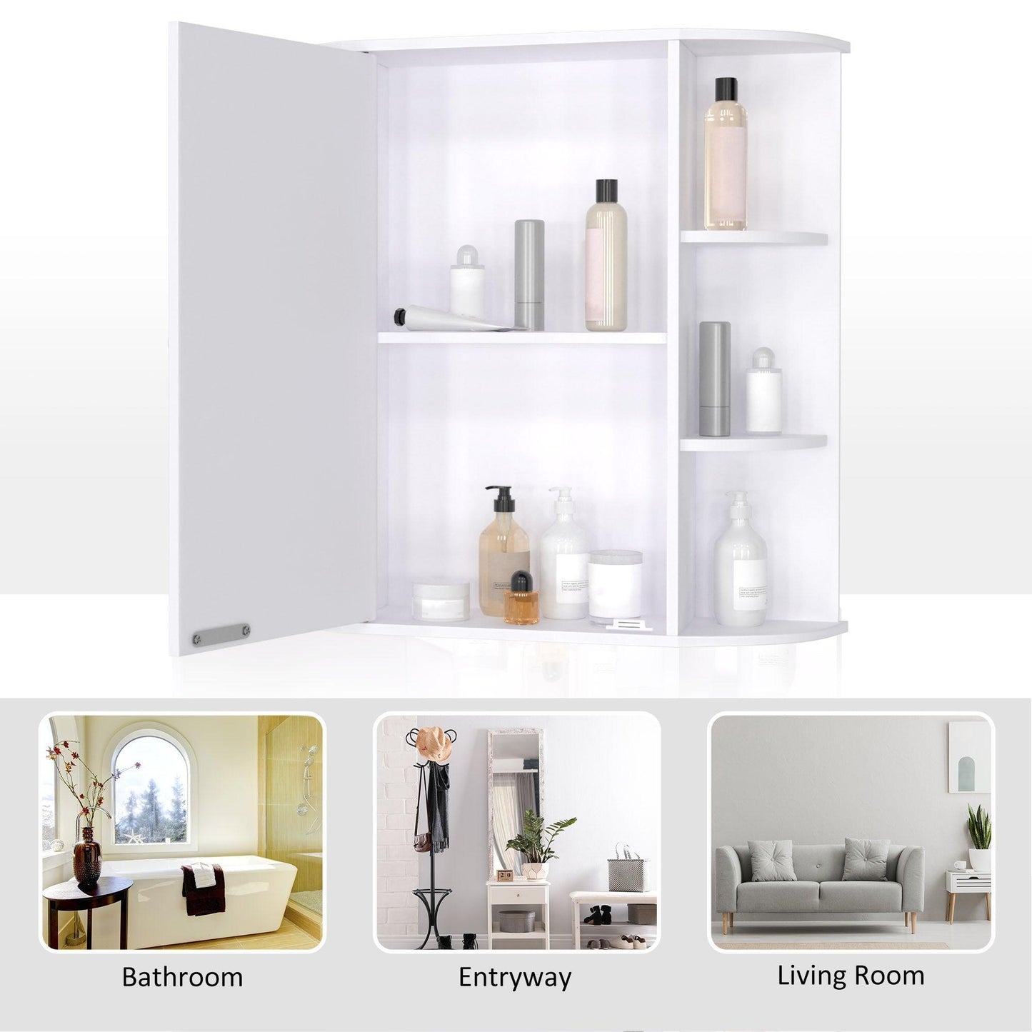 HOMCOM Wall Mounted Bathroom Cabinet with Mirror - ALL4U RETAILER LTD