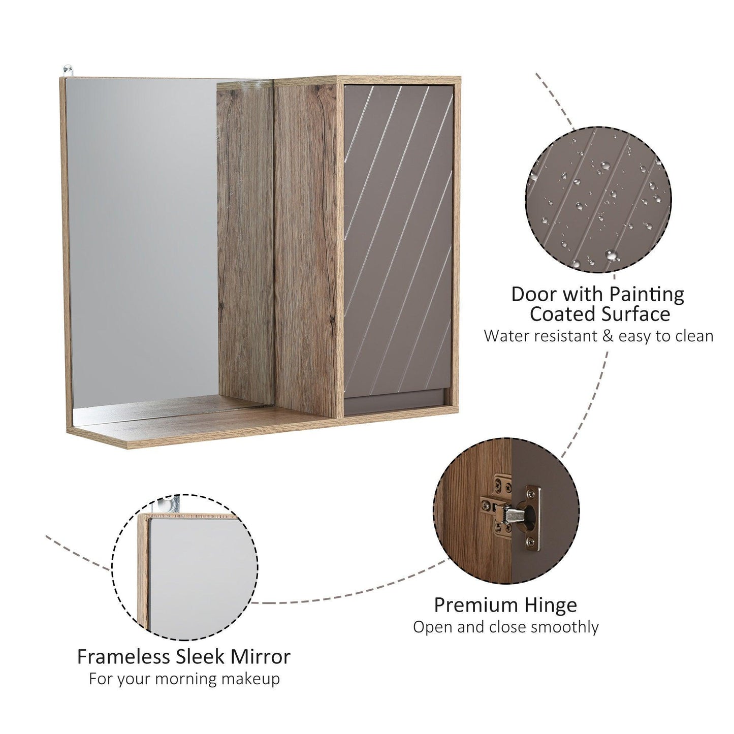 HOMCOM Wall Mounted Bathroom Cabinet with Mirror - Space-Saving - ALL4U RETAILER LTD