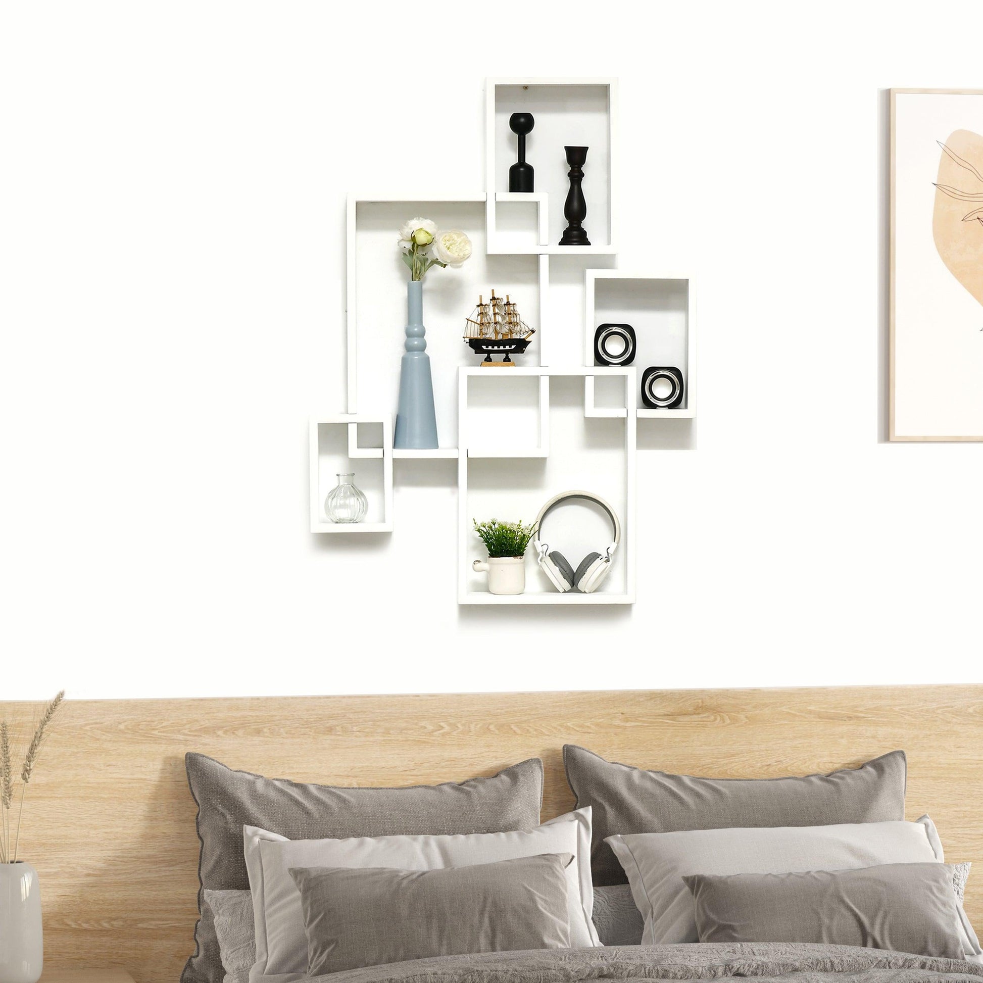 HOMCOM Wall Mounted Cube Shelves – White - ALL4U RETAILER LTD