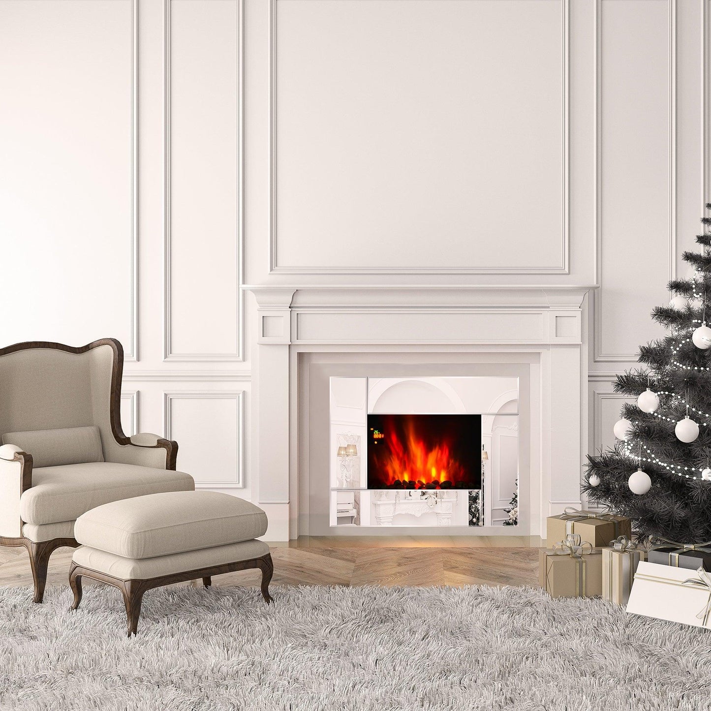 HOMCOM Wall Mounted Electric Fireplace Heater - 7 LED Options - ALL4U RETAILER LTD