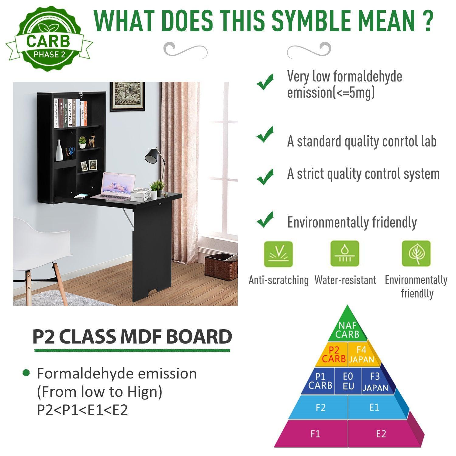 HOMCOM Wall-Mounted Folding Table - Multifunctional & Chalkboard Shelf - ALL4U RETAILER LTD