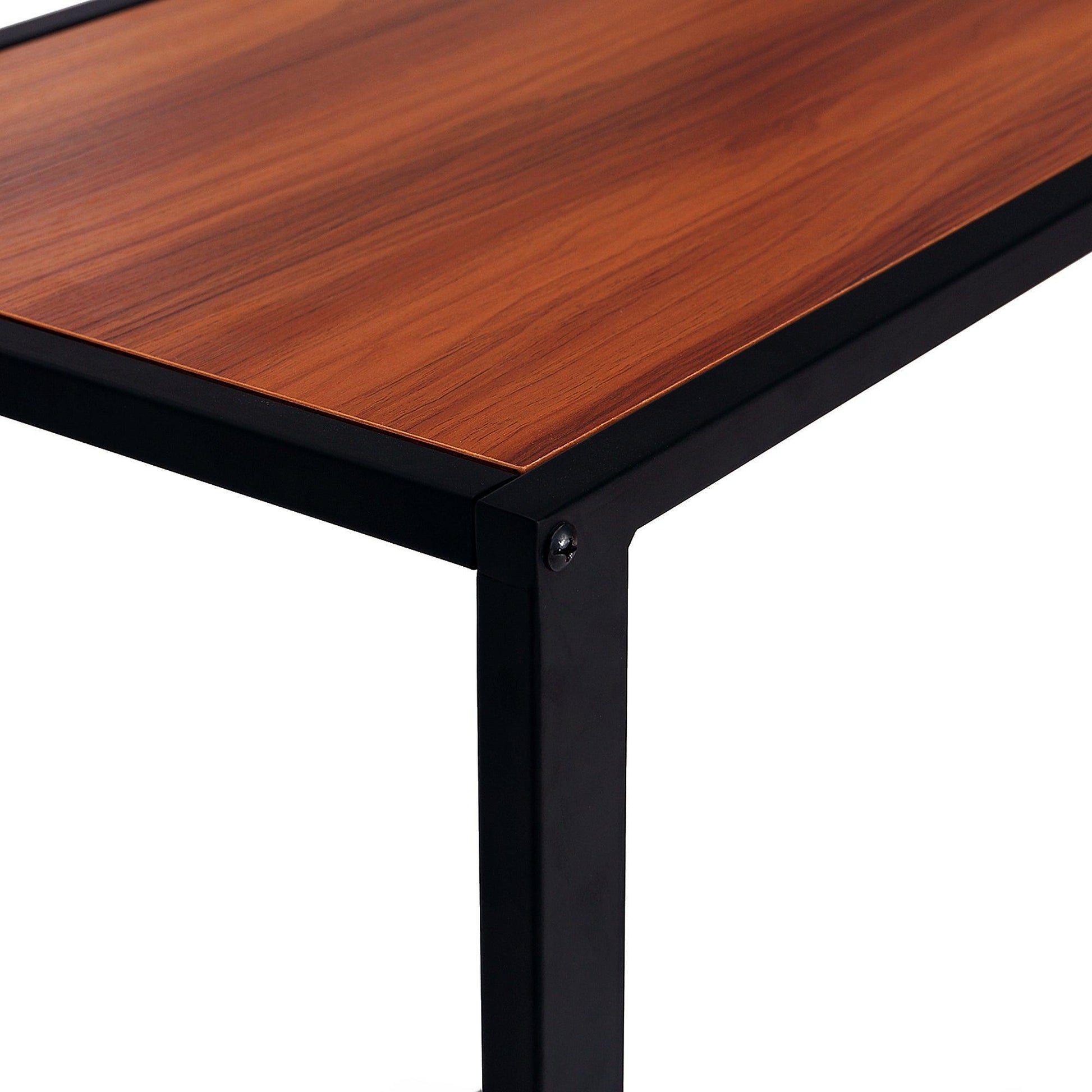 HOMCOM Walnut and Black Sofa Side Table - ALL4U RETAILER LTD