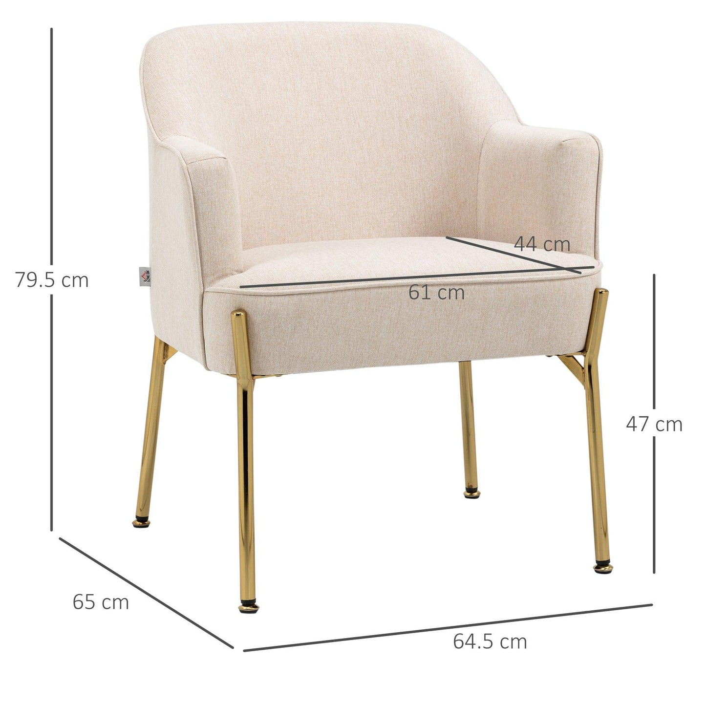HOMCOM White Armchair for Modern Spaces - ALL4U RETAILER LTD