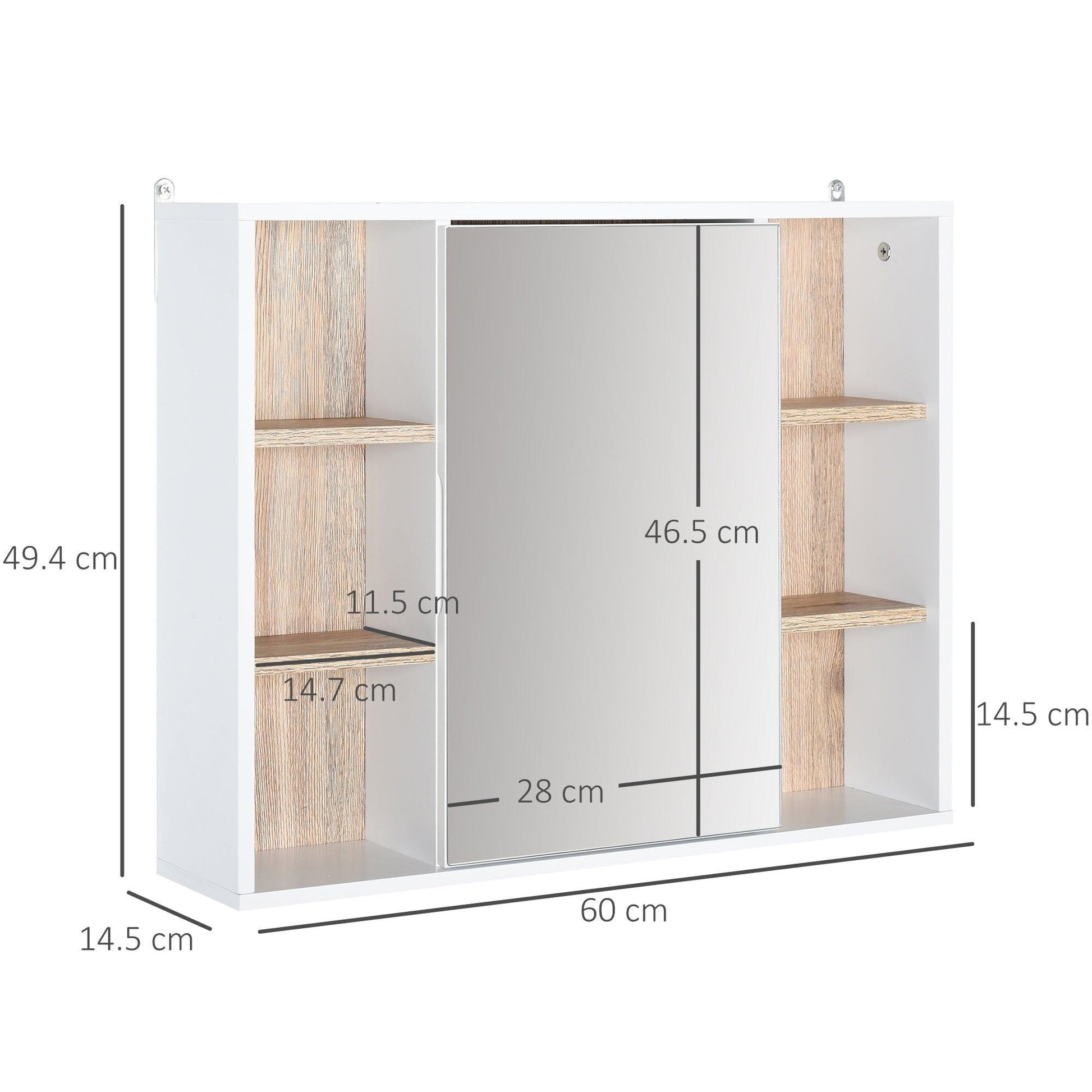 HOMCOM White Bathroom Mirror Cabinet with Storage Shelf - ALL4U RETAILER LTD