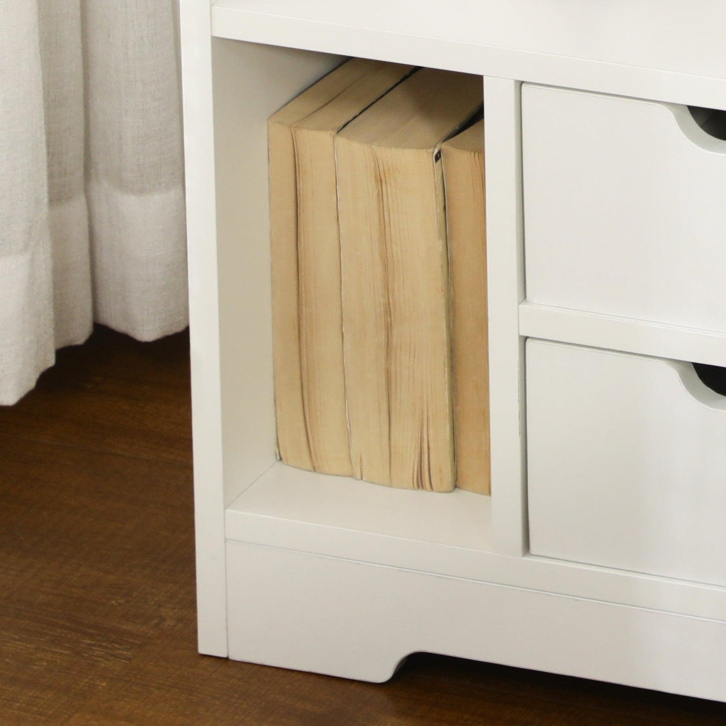 HOMCOM White Bedside Table with Storage Shelves and Drawers - ALL4U RETAILER LTD