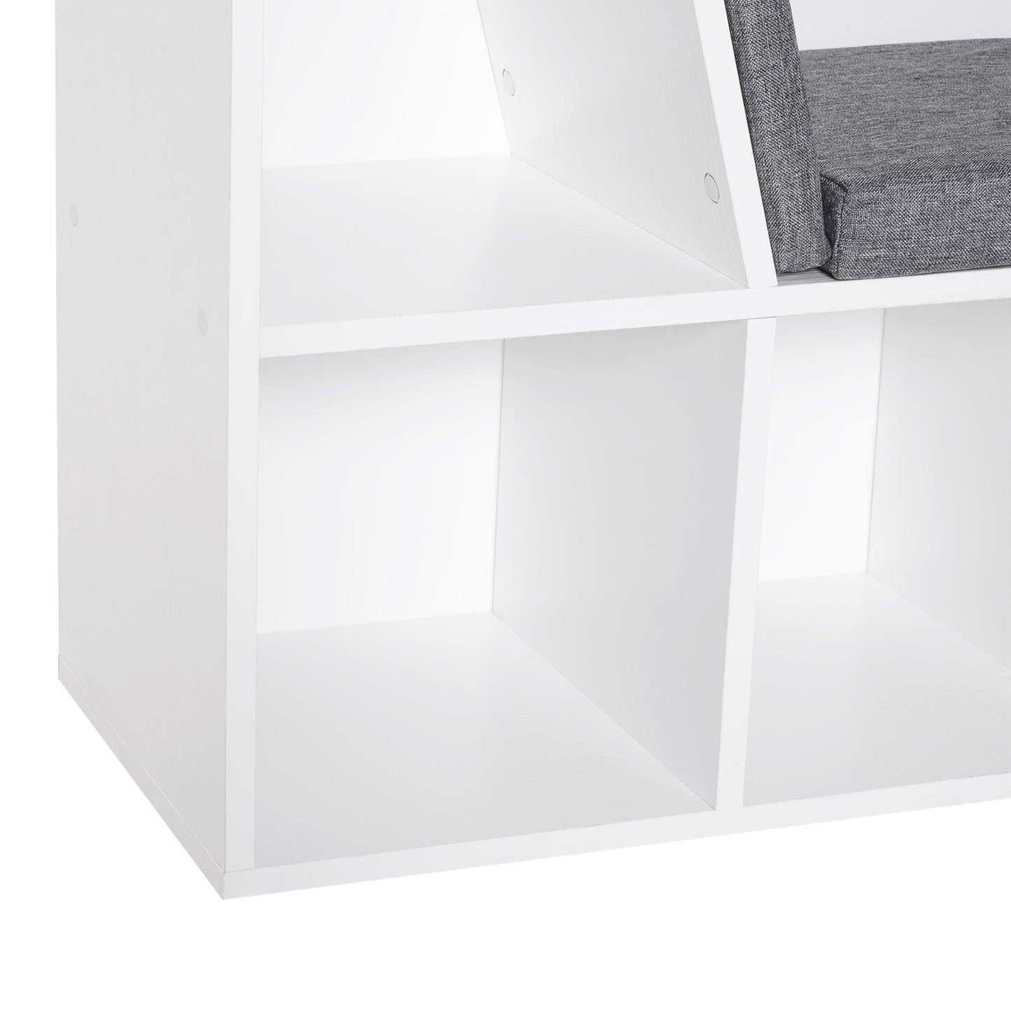 HOMCOM White Bookcase Storage Seat with Cushion - ALL4U RETAILER LTD