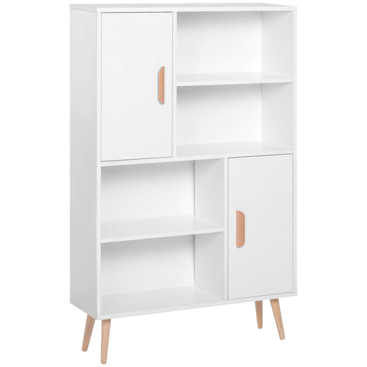HOMCOM White Bookshelf - Stylish Storage Cabinet - ALL4U RETAILER LTD