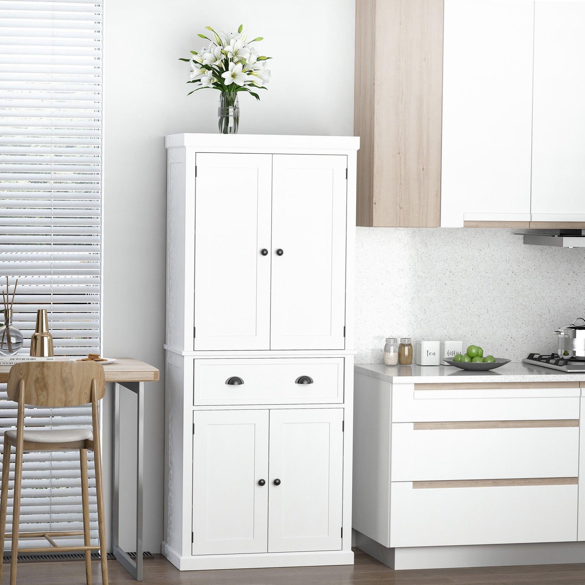 HOMCOM White Colonial Kitchen Storage Cabinet - ALL4U RETAILER LTD