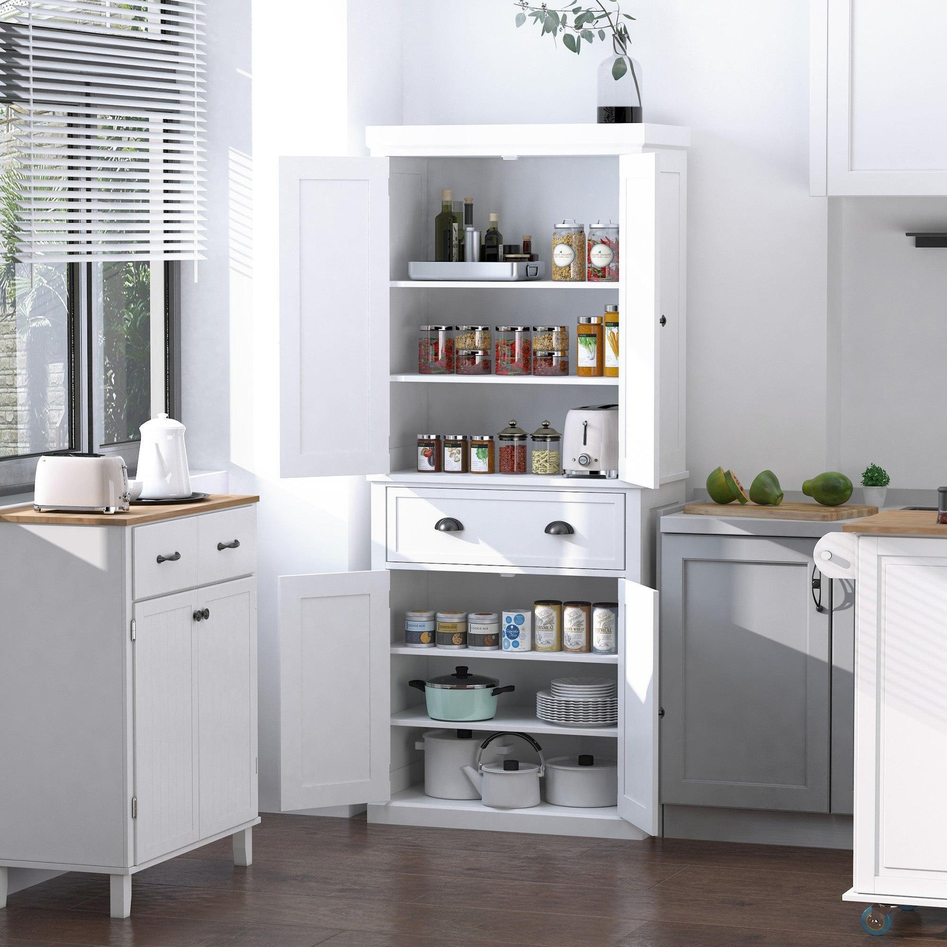 HOMCOM White Colonial Kitchen Storage Cabinet - ALL4U RETAILER LTD