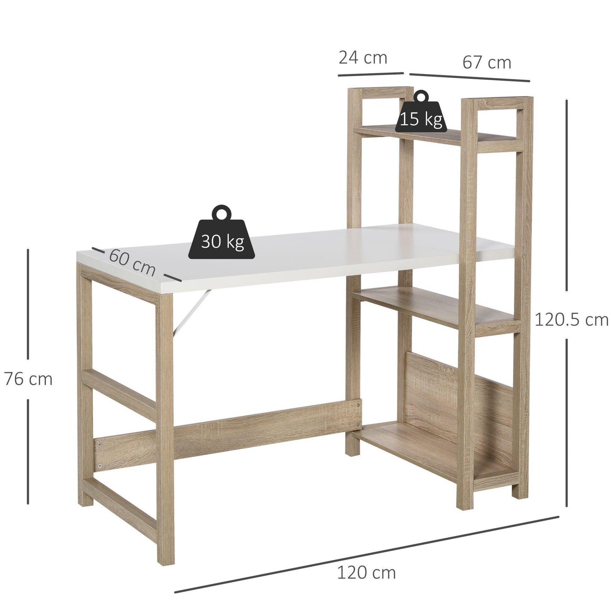 HOMCOM White Computer Desk: Simplistic Workstation - ALL4U RETAILER LTD