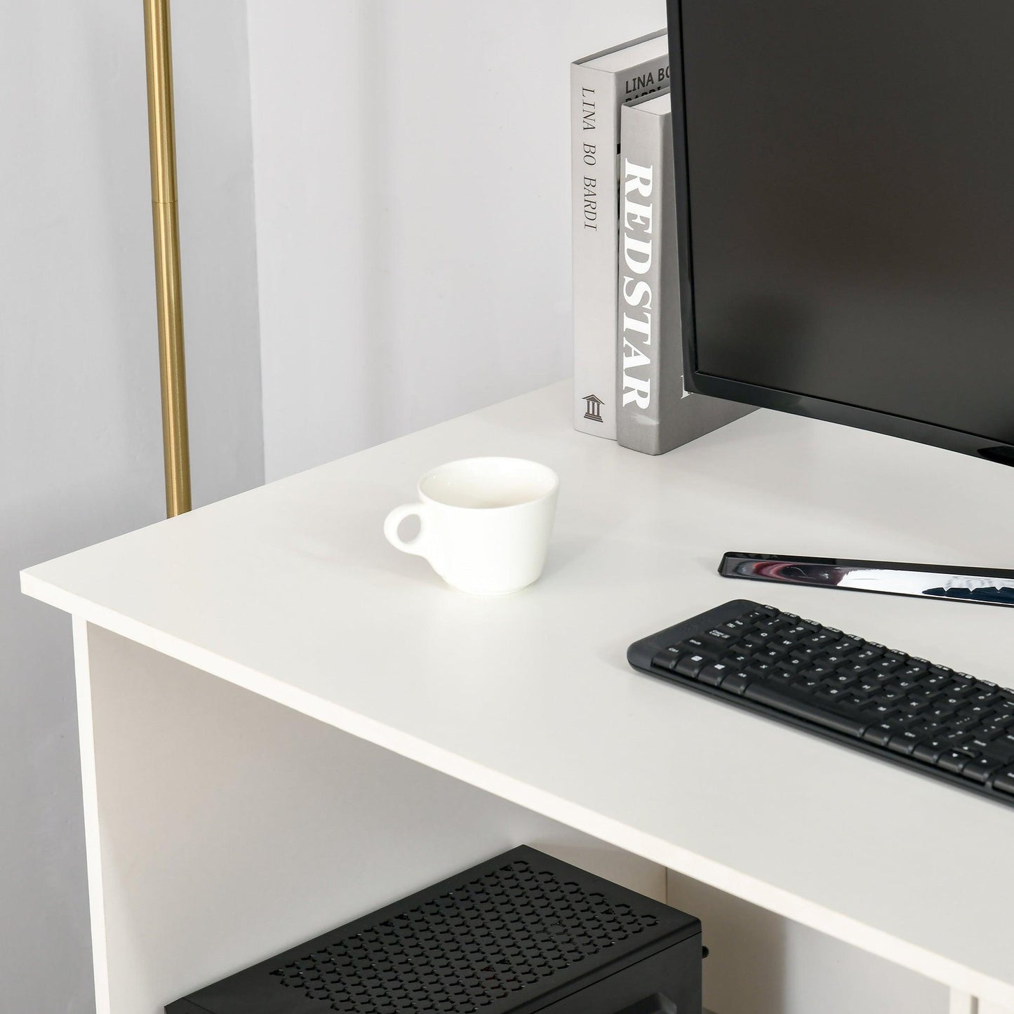HOMCOM White Computer Desk with Drawers - ALL4U RETAILER LTD