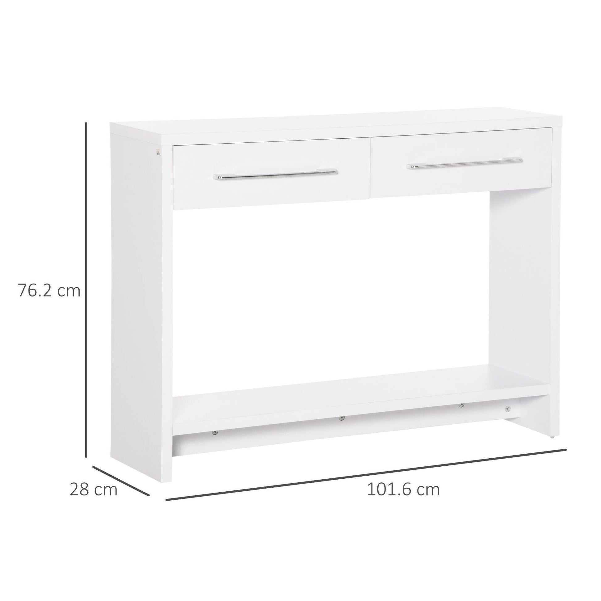 HOMCOM White Console Table with Shelf and Drawer - ALL4U RETAILER LTD